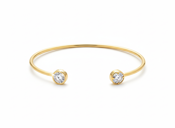 Gold Dual Crystal Open Bracelet
