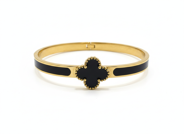 Black Clover Gold Cuff Bracelet for Women