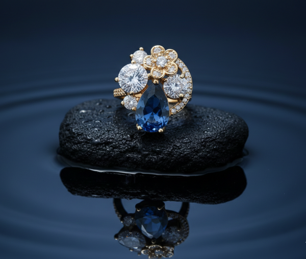 Blue Sapphire Diamond Gold Ring