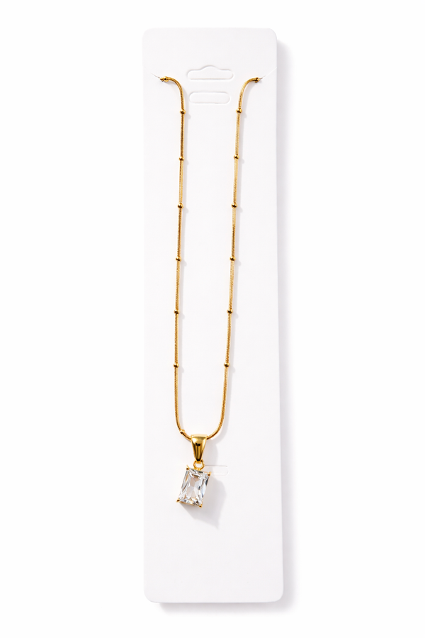 Gold Rectangle Crystal Necklace